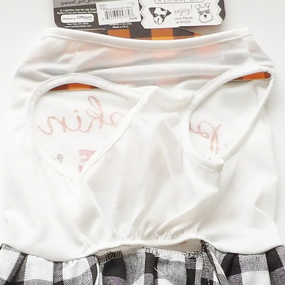 Woof Pet Apparel Pumpkin Spice Spice Baby Dog Dress Size Large NEW